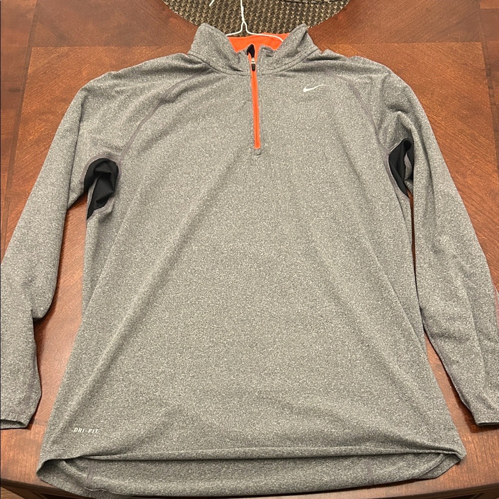 Nike Gray Quarter-Zip Pullover with Orange Trim
